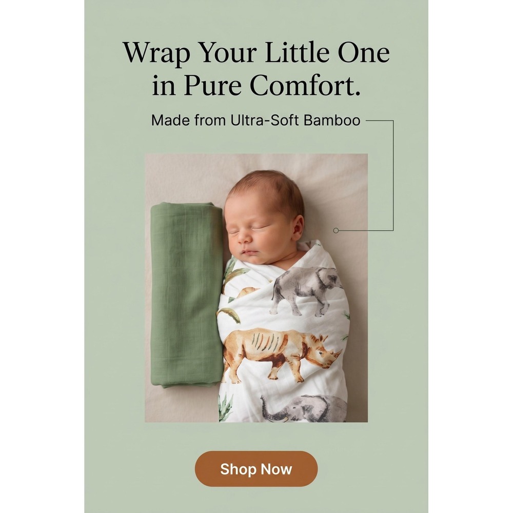 Bamboo Swaddle Blanket Set: Wild Animals and Jungle Green